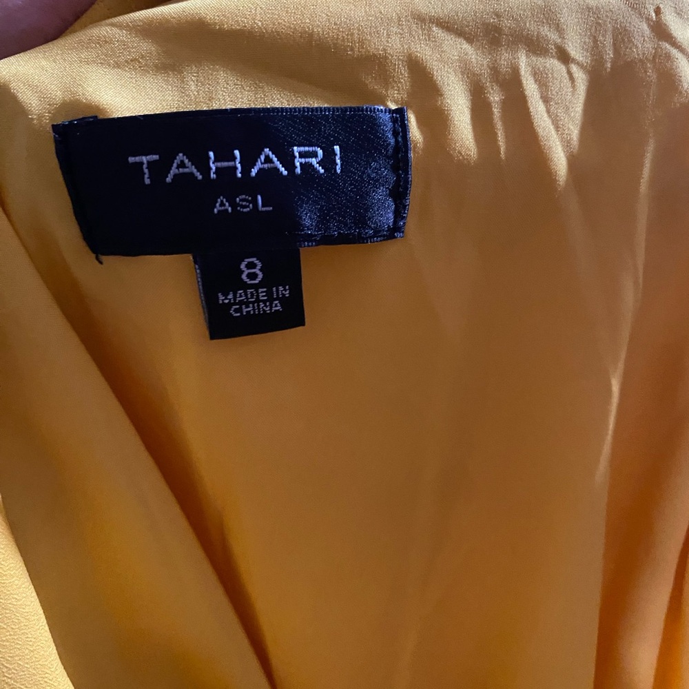 Tahari ASL Yellow Belted Ruffle Dress With‎ Pockets - Picture 6 of 7